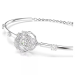 Constella bangle Round cut, Dancing stone, White, Rhodium plated